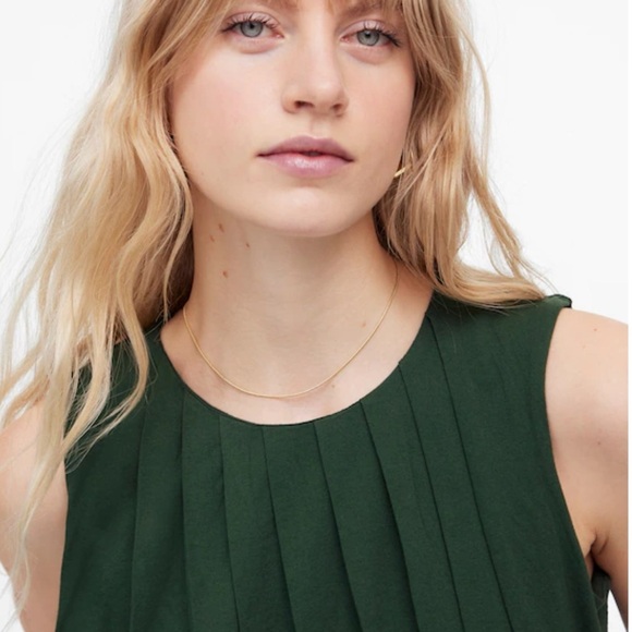 MADEWELL Sleeveless Crewneck Bubble Tank Top Sz XXS (Fits XS) Green Pleated New - Picture 2 of 13